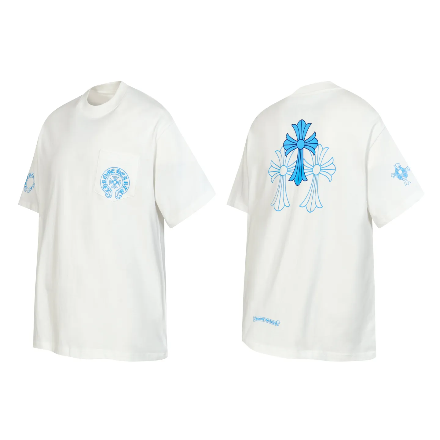 P150 Cross-border running quantity model, please do not place an order if you are pursuing quality - Chrome Hearts/Chrome Heart Cross Sanskrit short-sleeved T-shirt - High weight, high density and high quality. The wool is soft, delicate and skin-friendly. It feels soft and silky. It has excellent warmth and skin-friendly properties. - Customized weaving and dyeing, no color difference. No matter the fabric or workmanship details, it is better than the ordinary version on the market. -Colour: black white -Size: S M L XL